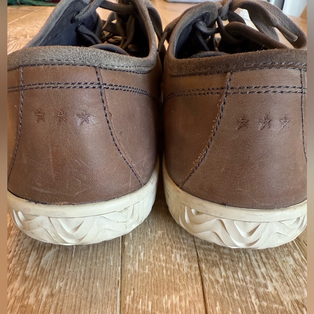 John Varvatos Brown Gray Leather Lace-Up Sneakers 10.5 - Picture 4 of 9